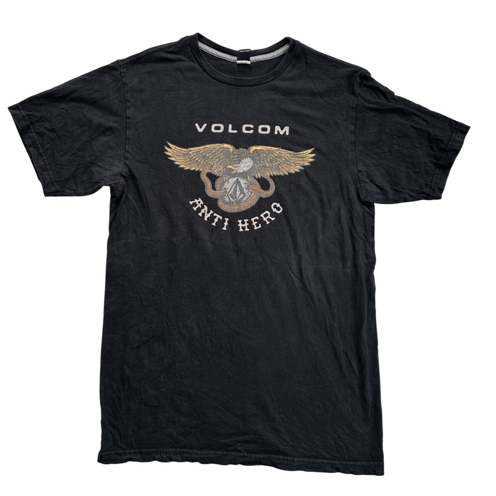Volcom Anti Hero T-Shirt Mens Medium Black Excellent Eagle Snake Graphic Tee